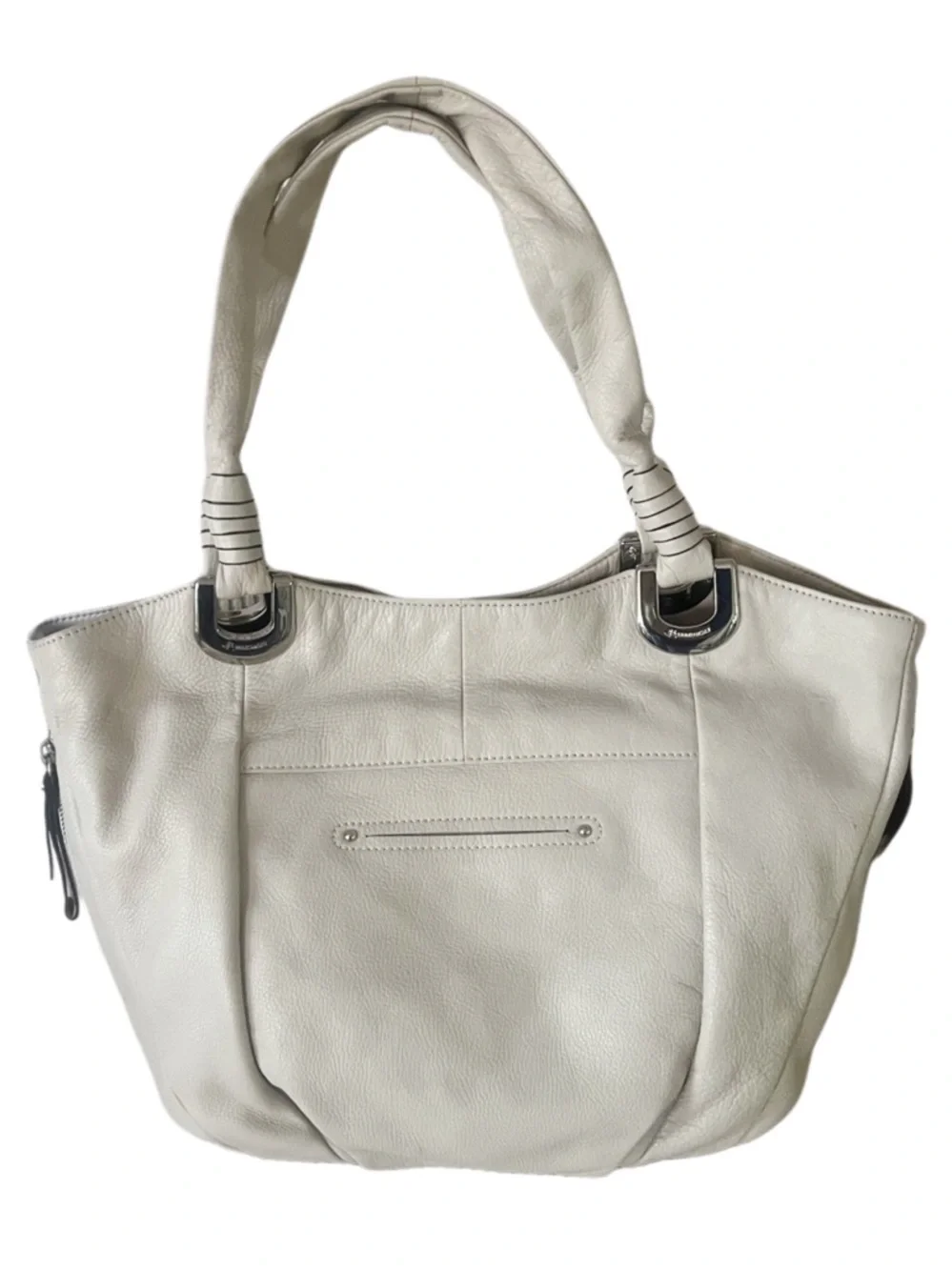 b. makowsky Bone Pebbled Leather Hobo Tote